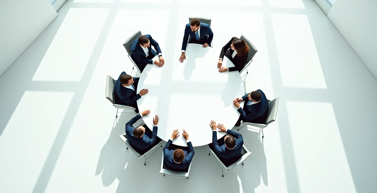 Axe Environnemental & Minimaliste : Réunion de professionnels autour d'une table ronde